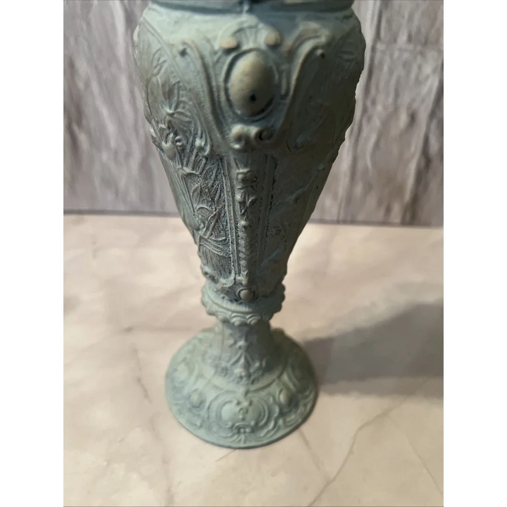 VTG Italian Ornate Ewer Vase – Rococo Revival Cast Metal with Verdigris‎ Finish